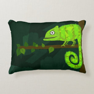 Groene schattige kameleon accent kussen