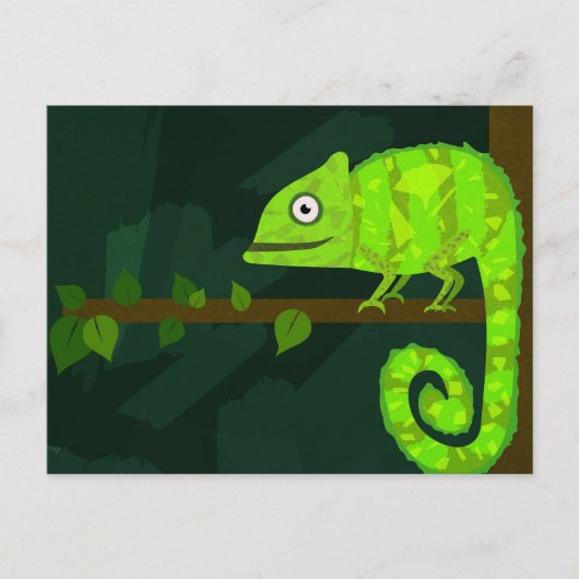 Groene schattige kameleon advieskaart (Voorkant)