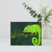 Groene schattige kameleon advieskaart (Staand voorkant)