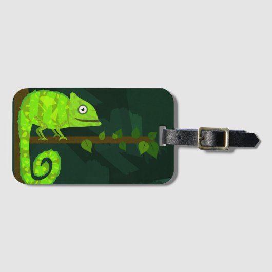 Groene schattige kameleon bagagelabel (Voorkant (horizontaal))