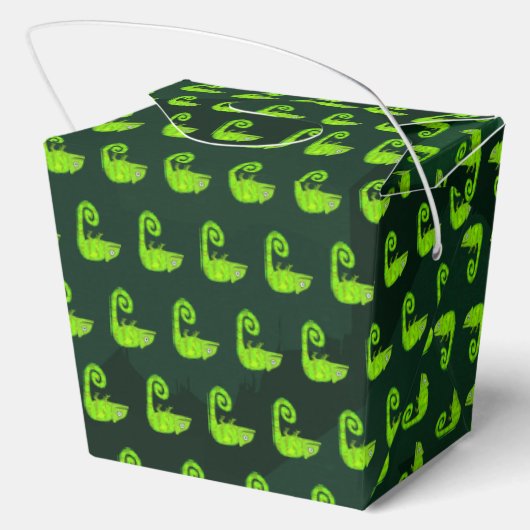 Groene schattige kameleon bedankdoosjes (Achterkant)