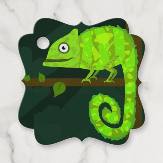 Groene schattige kameleon bedankjes labels (Voorkant)
