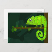 Groene schattige kameleon briefkaart (Voorkant / Achterkant)