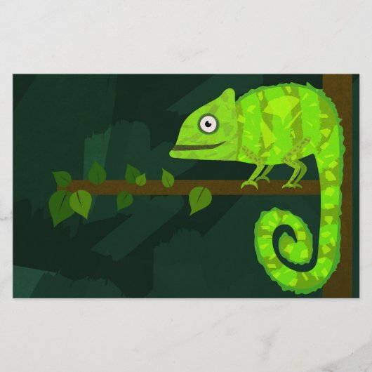 Groene schattige kameleon briefpapier (Voorkant)