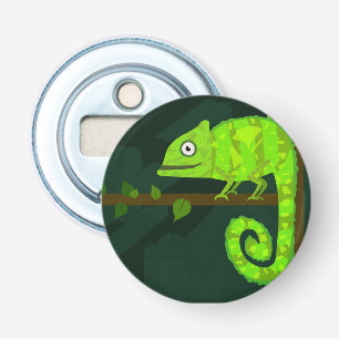 Groene schattige kameleon button flesopener