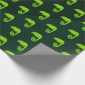 Groene schattige kameleon cadeaupapier (Hoek)