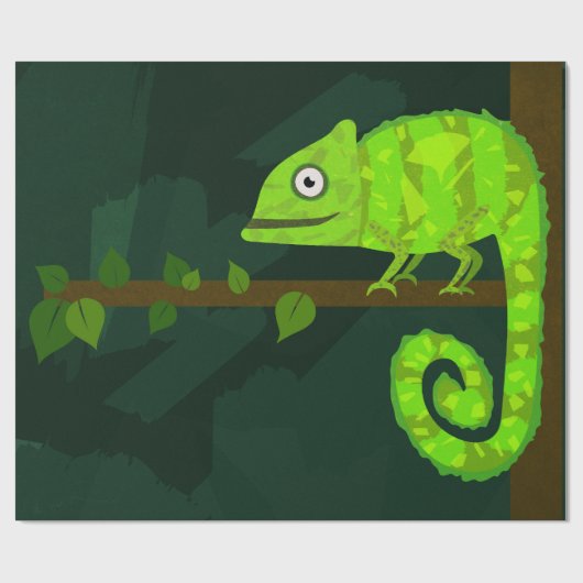 Groene schattige kameleon cadeaupapier (Vlak)