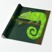 Groene schattige kameleon cadeaupapier (Uitgerold)