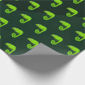 Groene schattige kameleon cadeaupapier (Hoek)