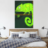 Groene schattige kameleon canvas afdruk (Insitu (Slaapkamer))