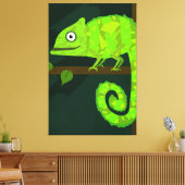 Groene schattige kameleon canvas afdruk (Insitu (Woonkamer))