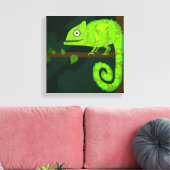 Groene schattige kameleon canvas afdruk (Insitu (Woonkamer))
