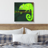 Groene schattige kameleon canvas afdruk (Insitu (Slaapkamer))