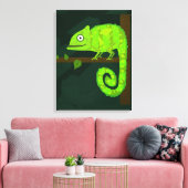 Groene schattige kameleon canvas afdruk (Insitu (Woonkamer))