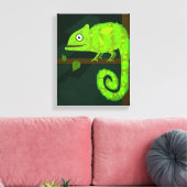 Groene schattige kameleon canvas afdruk (Insitu (Woonkamer))