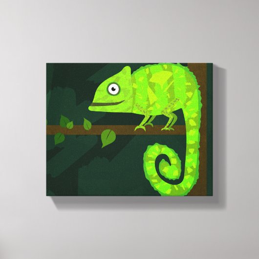 Groene schattige kameleon canvas afdruk (Voorkant)