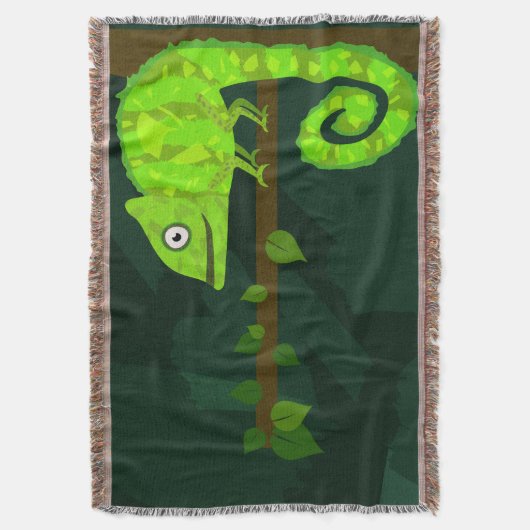 Groene schattige kameleon deken (Voorkant Verticaal)