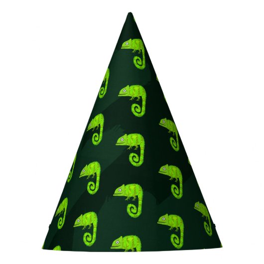 Groene schattige kameleon feesthoedjes (Voorkant)