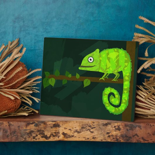 Groene schattige kameleon fotoplaat (Zijkant)
