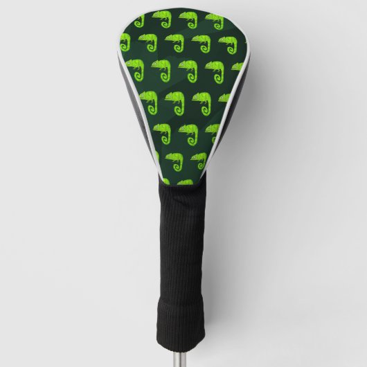 Groene schattige kameleon golfheadcover (Voorkant)