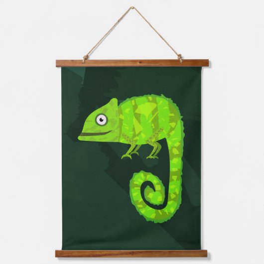 Groene schattige kameleon hangend wandkleed (Voorkant)