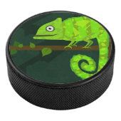 Groene schattige kameleon hockey puck (3/4)
