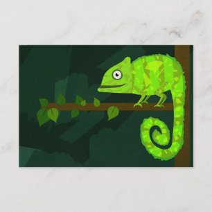 Groene schattige kameleon informatiekaartje