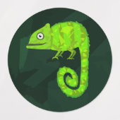 Groene schattige kameleon labels (Design 2)