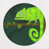 Groene schattige kameleon labels (Design 1)