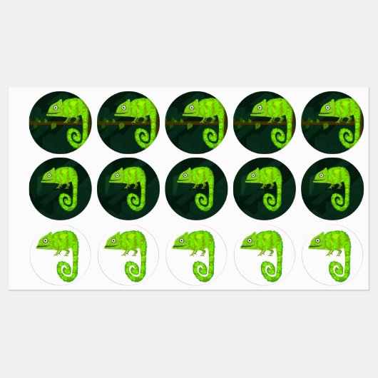 Groene schattige kameleon labels (Vel)