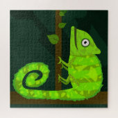 Groene schattige kameleon legpuzzel (Horizontaal)
