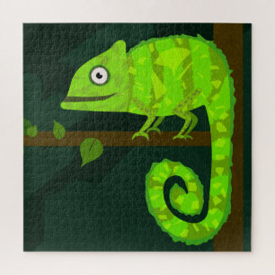 Groene schattige kameleon legpuzzel