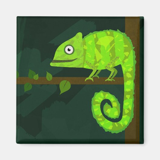 Groene schattige kameleon magneet (Voorkant)