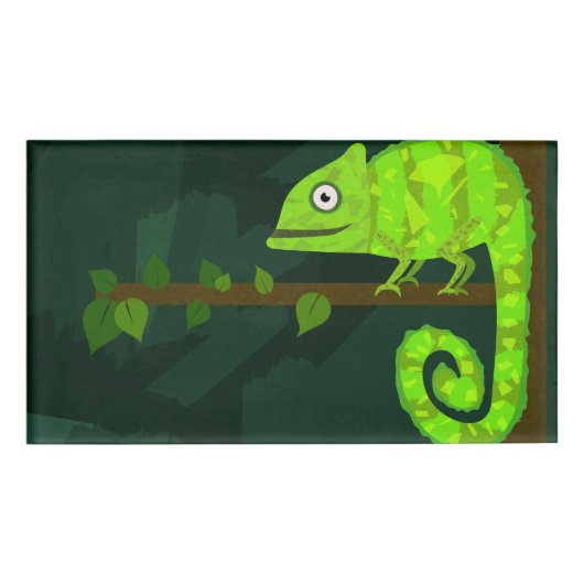 Groene schattige kameleon naambadge (Voorkant)