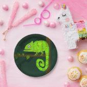 Groene schattige kameleon papieren bordje (Feest)