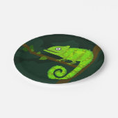Groene schattige kameleon papieren bordje (Gekanteld)