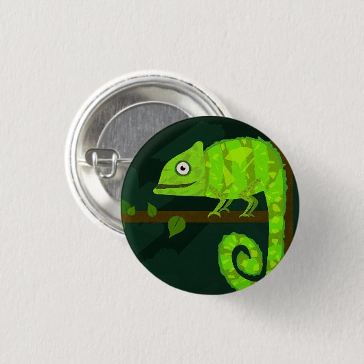 Groene schattige kameleon ronde button 3,2 cm (Voorkant /achterkant)