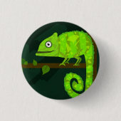 Groene schattige kameleon ronde button 3,2 cm (Voorkant)