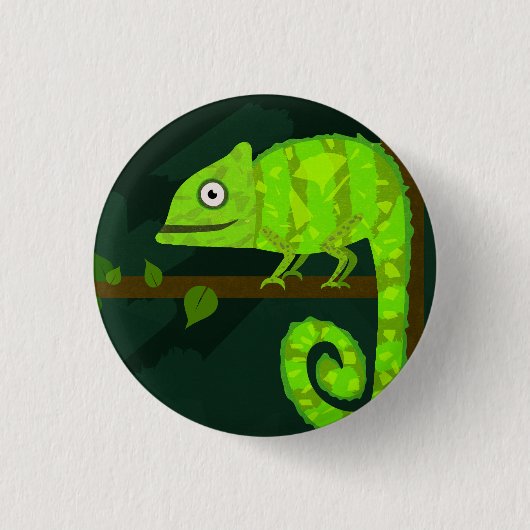 Groene schattige kameleon ronde button 3,2 cm (Voorkant)