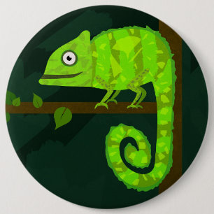 Groene schattige kameleon ronde button 6,0 cm