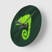 Groene schattige kameleon ronde klok (Hoek)