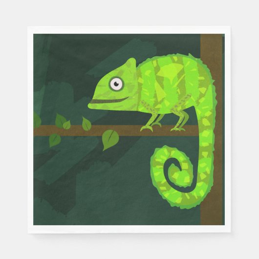 Groene schattige kameleon servet (Voorkant)