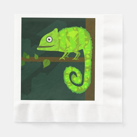 Groene schattige kameleon servet (Voorkant)