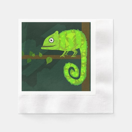 Groene schattige kameleon servet (Voorkant)