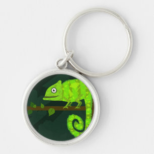 Groene schattige kameleon sleutelhanger