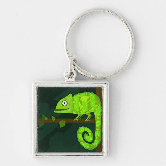 Groene schattige kameleon sleutelhanger (Voorkant)