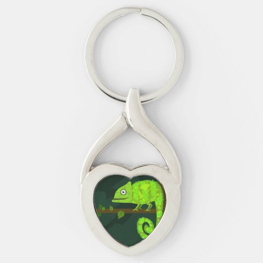 Groene schattige kameleon sleutelhanger (Voorkant)