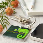 Groene schattige kameleon sleutelhanger (Voorkant Rechts)