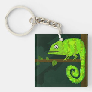 Groene schattige kameleon sleutelhanger