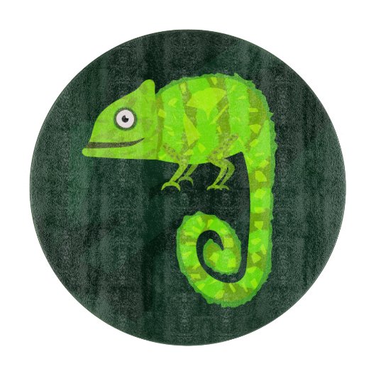 Groene schattige kameleon snijplank (Voorkant)